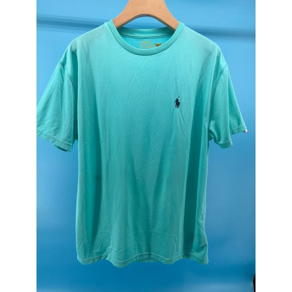Polo Ralph Lauren Performance T-Shirt Mens Small Aqua Blue Crew Neck Pony Logo